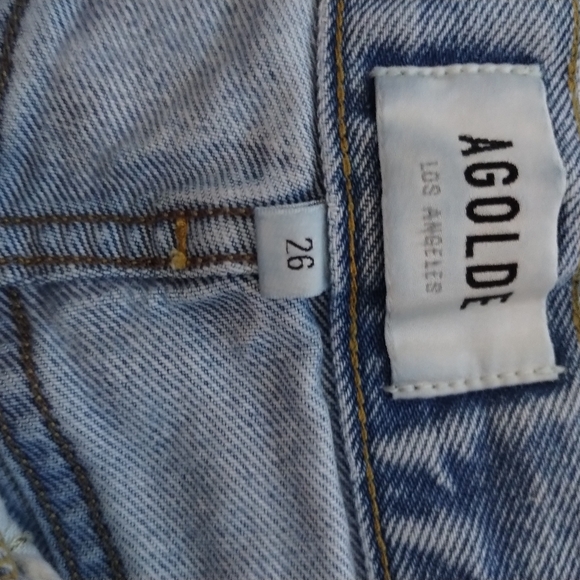 Agolde Light Blue Distressed Jean Shorts 26 - Picture 6 of 7